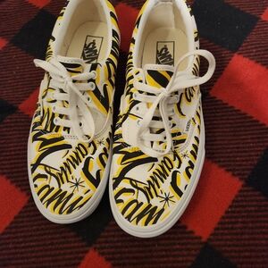 Vans White and Yellow Graphic Sneakers